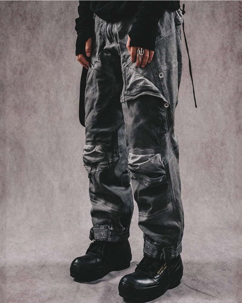 Post-Apocalyptic 3D Cut Distressed Double-Layer Cargo Pants