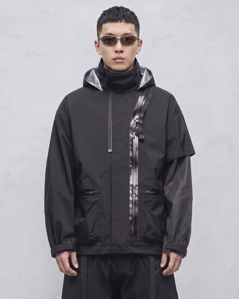 Fully-Taped Quick-Release Hard-Shell Techwear Jacket