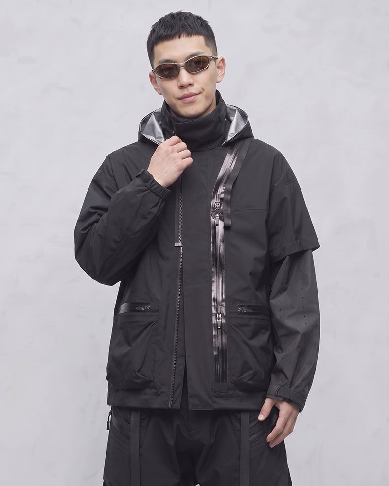 Fully-Taped Quick-Release Hard-Shell Techwear Jacket