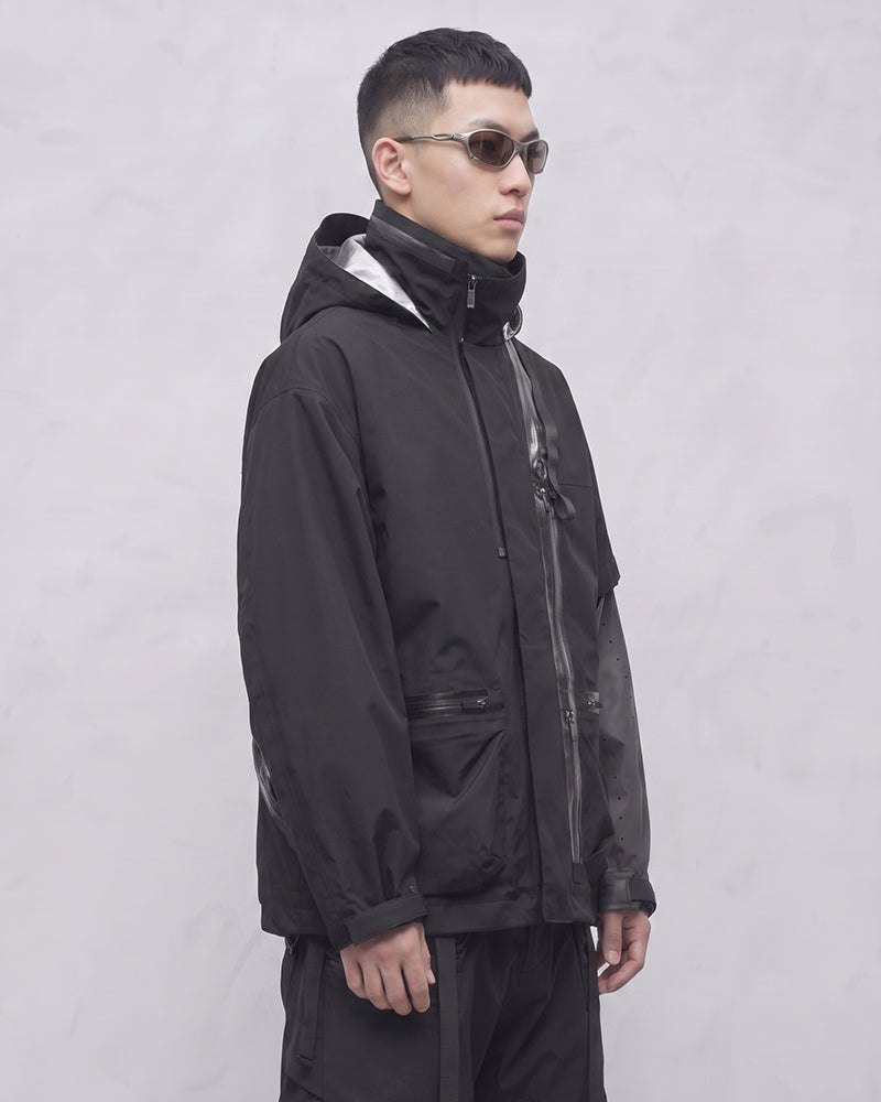 Fully-Taped Quick-Release Hard-Shell Techwear Jacket