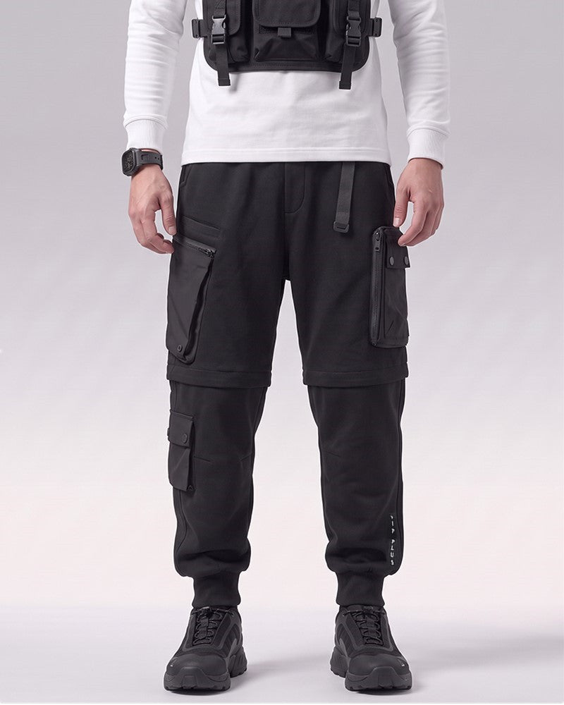 Detachable Functional Black Cargo Pants