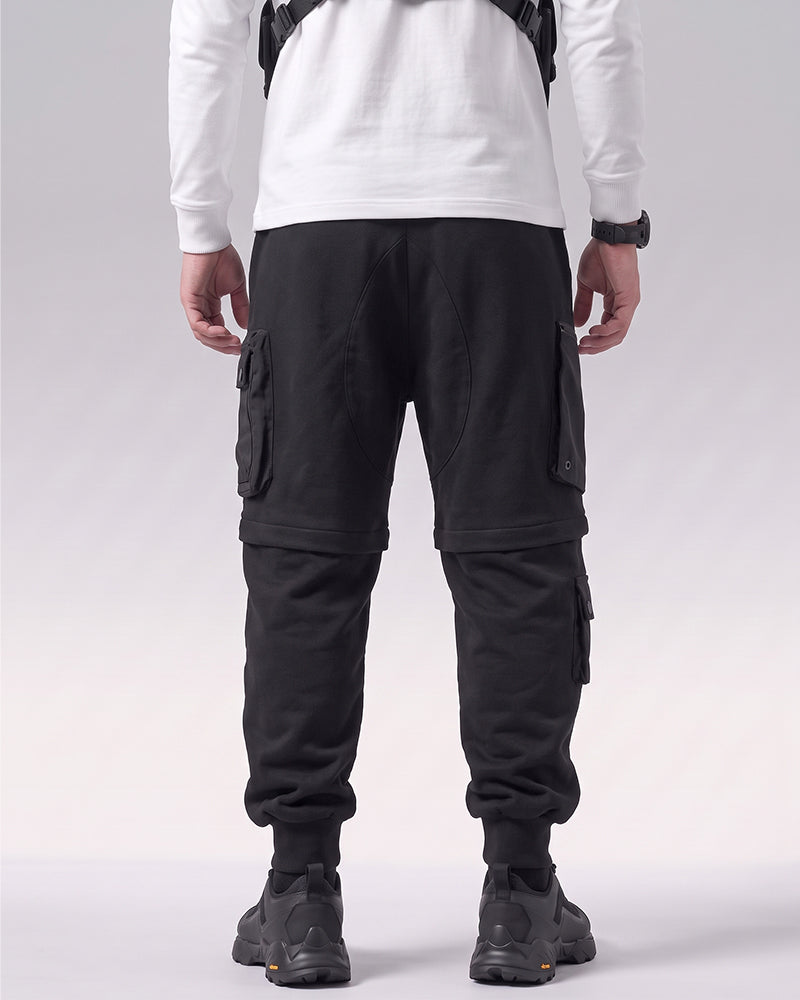 Detachable Functional Black Cargo Pants