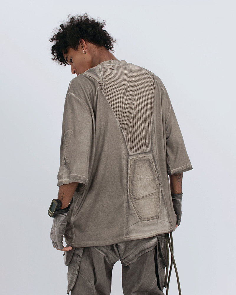 Wasteland Dirty-Dye Mesh Panel Tactical T-Shirt