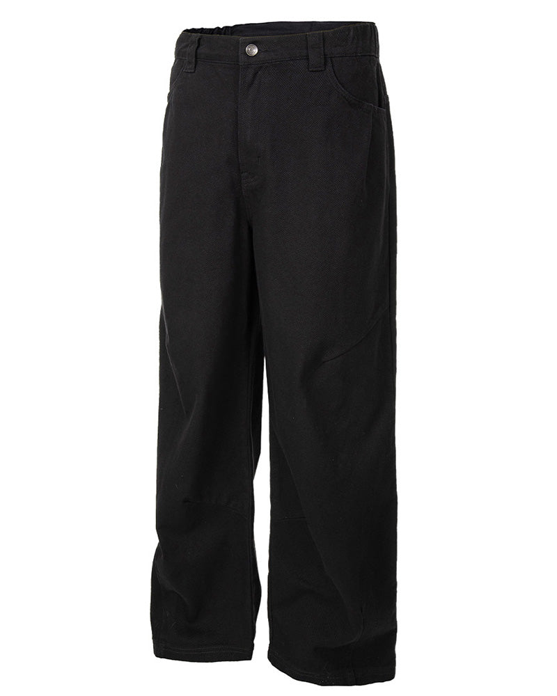 Oversized Black Relaxed Straight-Leg Trousers