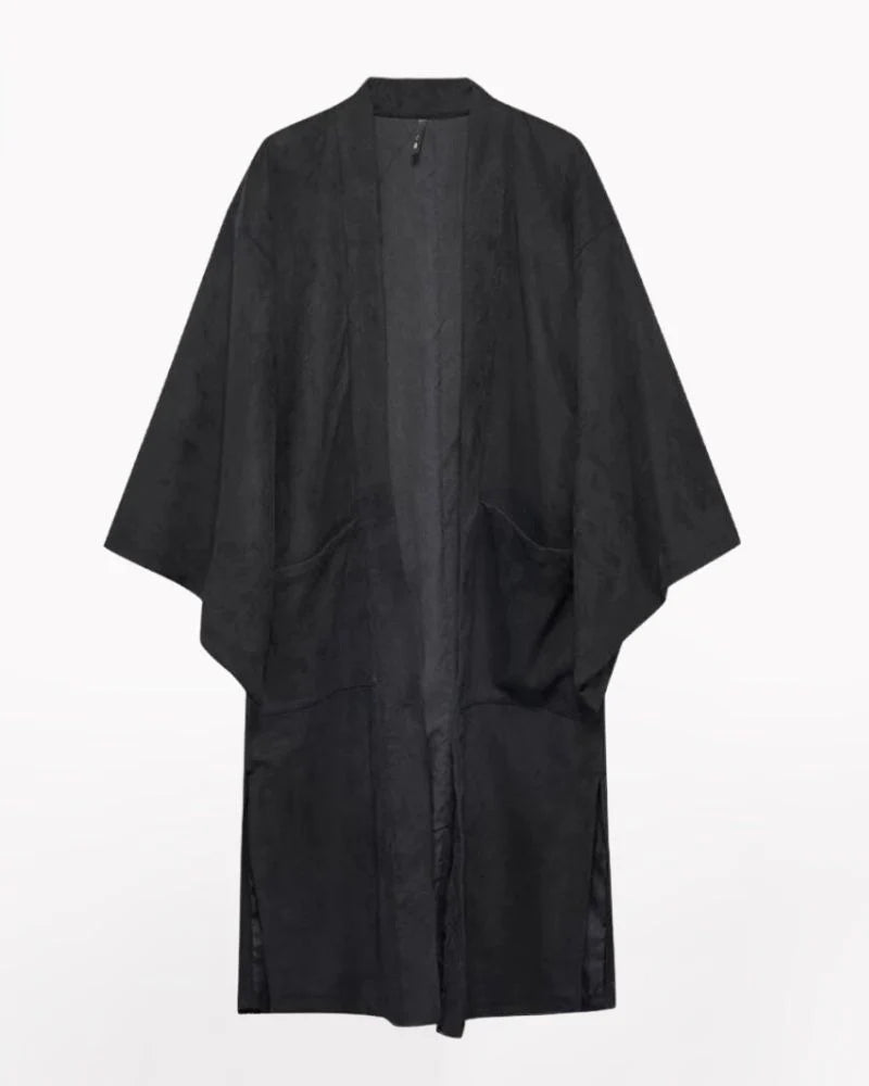 Modern Japanese Suede Long Kimino Jacket