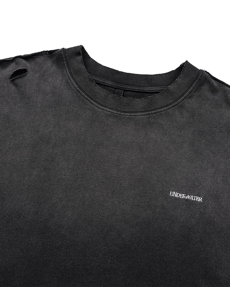Washed Ripped Gradient T-Shirt Black