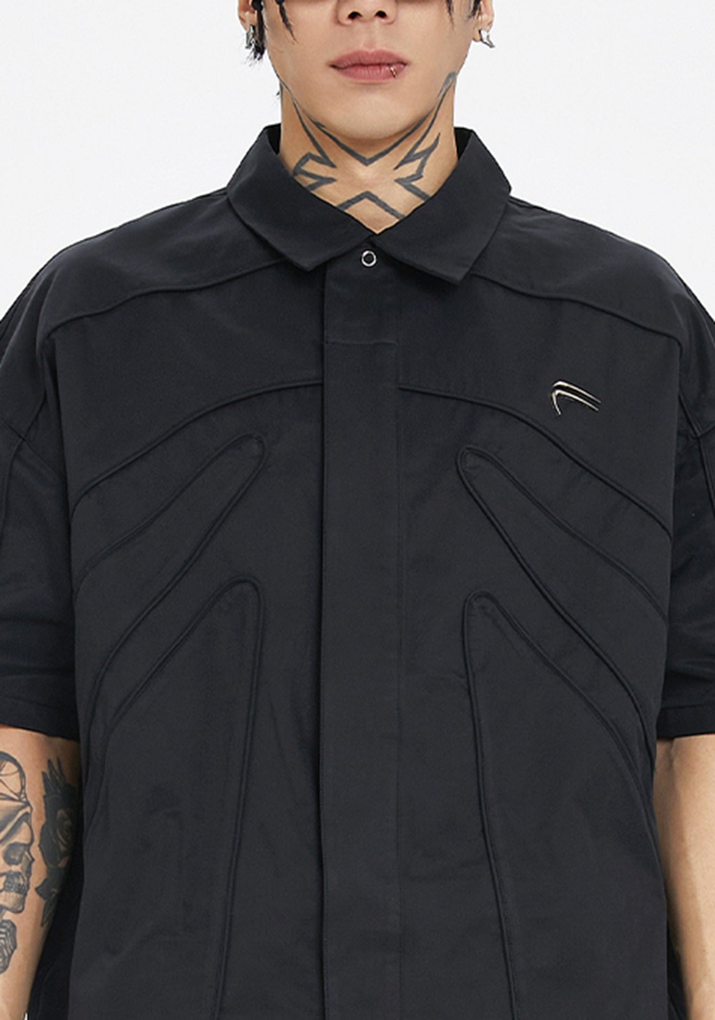 Spliced Metal Logo Half Shirt
