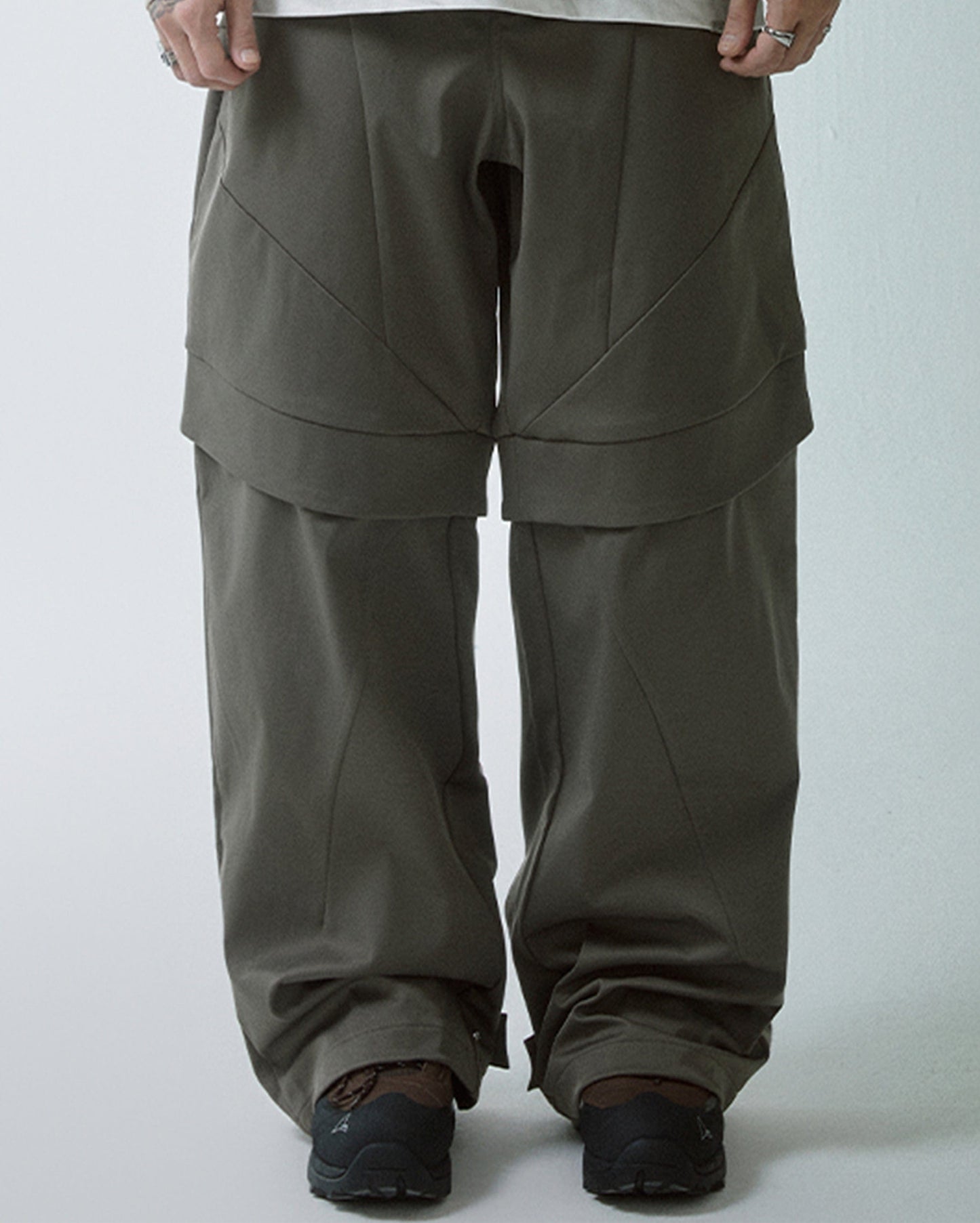 Modern Deconstructed Double-Knee Rivet Pants