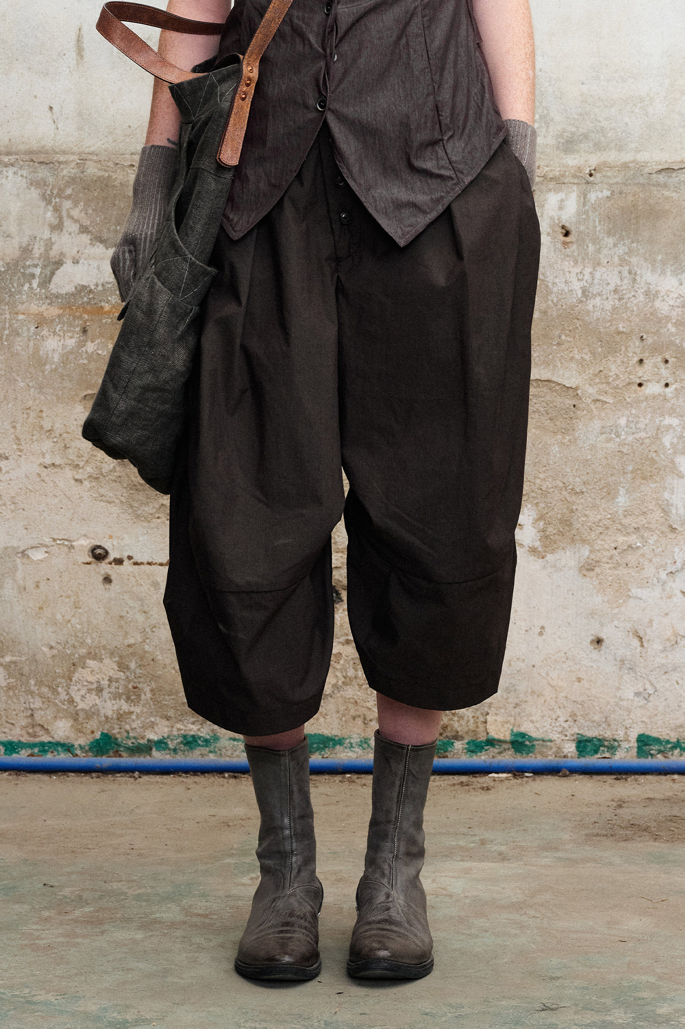 Pleated Button-Fly Shorts