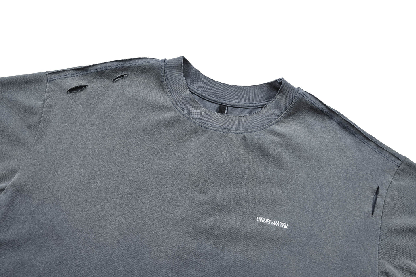 Washed Ripped Gradient T-Shirt Blue