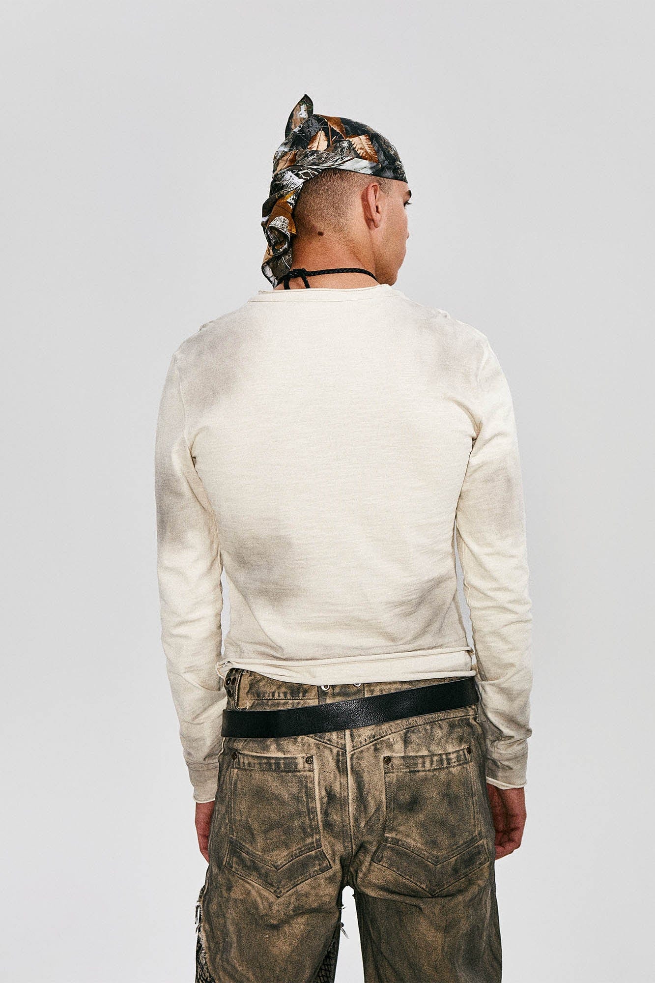 Distressed Cross Chain Graphic Long-Sleeve Tee