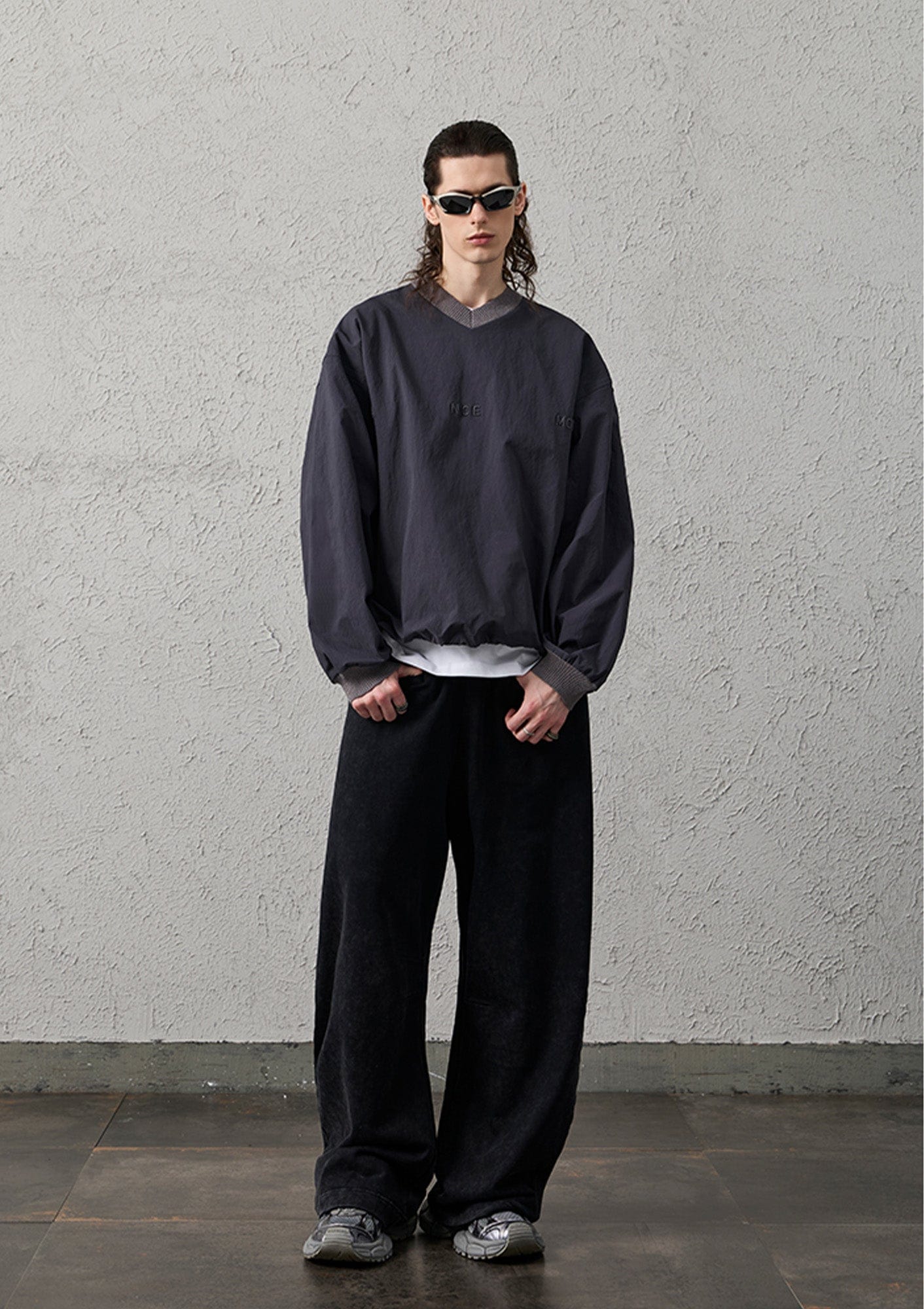 Water-Repellent Embroidered Drawstring Sweatshirt