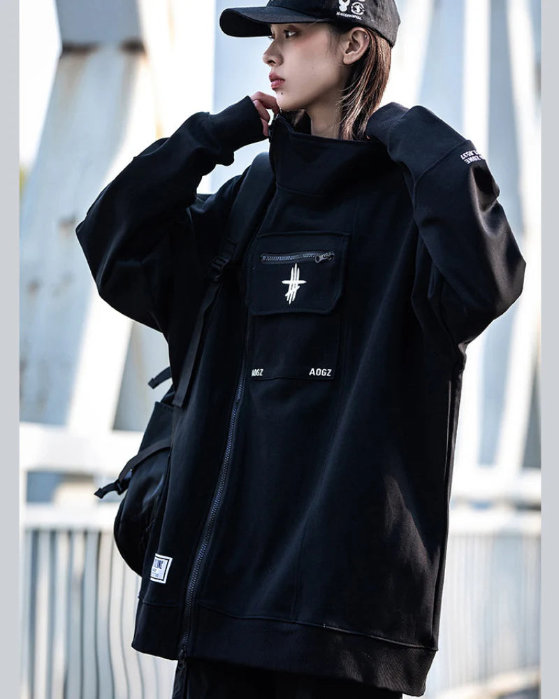 Techwear Cardigan Unisex Zip Up Hoodie