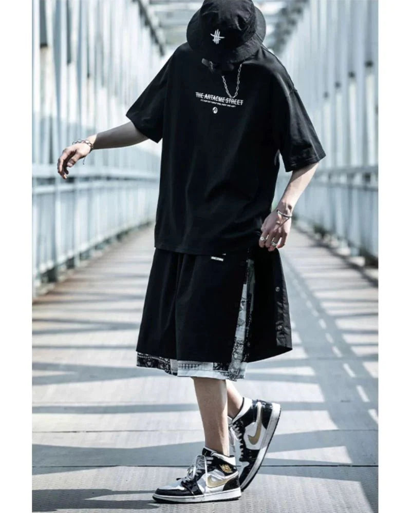 Techwear Patchwork Men Cargo Shorts