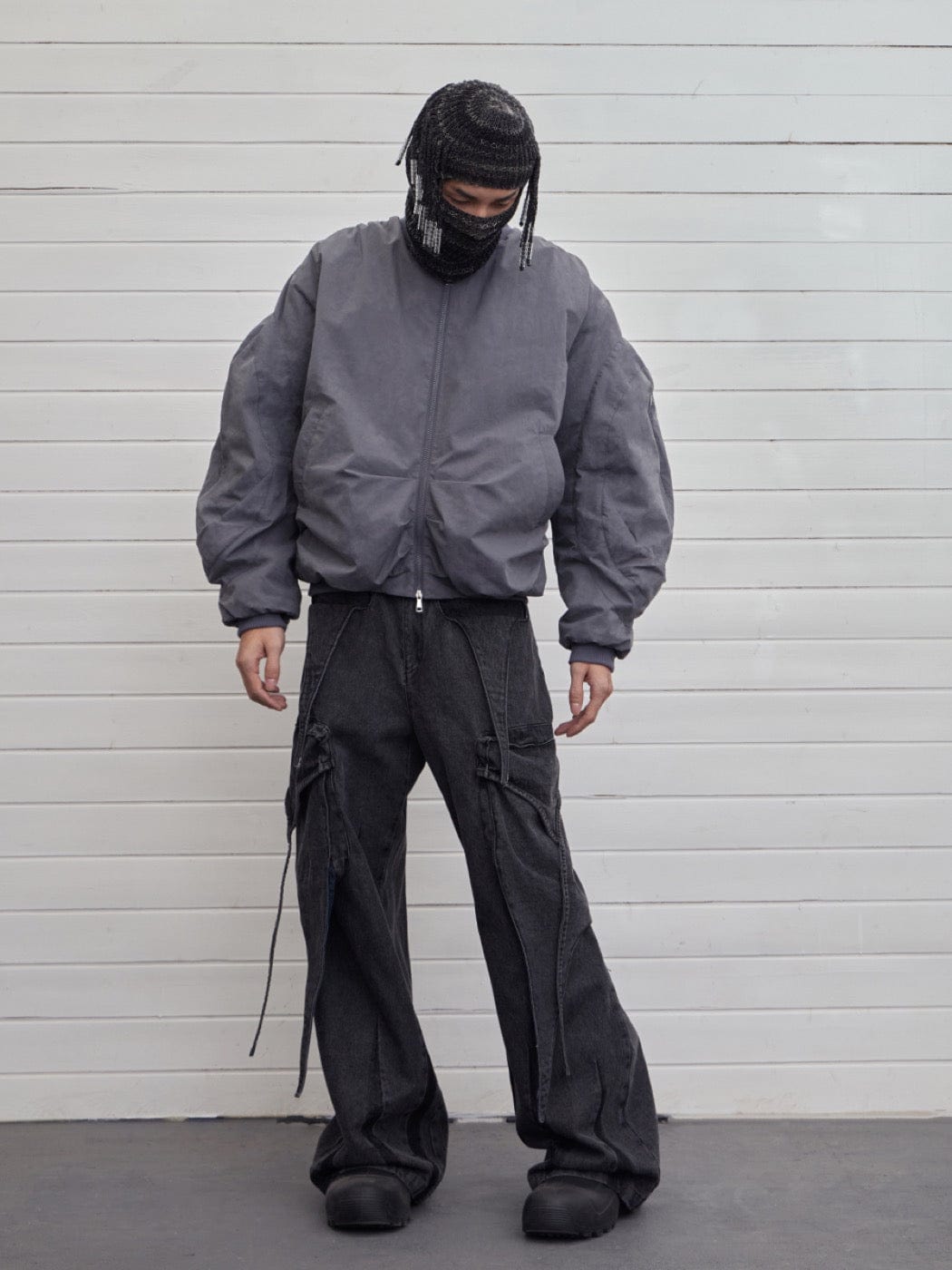 Multi-Layered Stripes Deconstructed Jeans