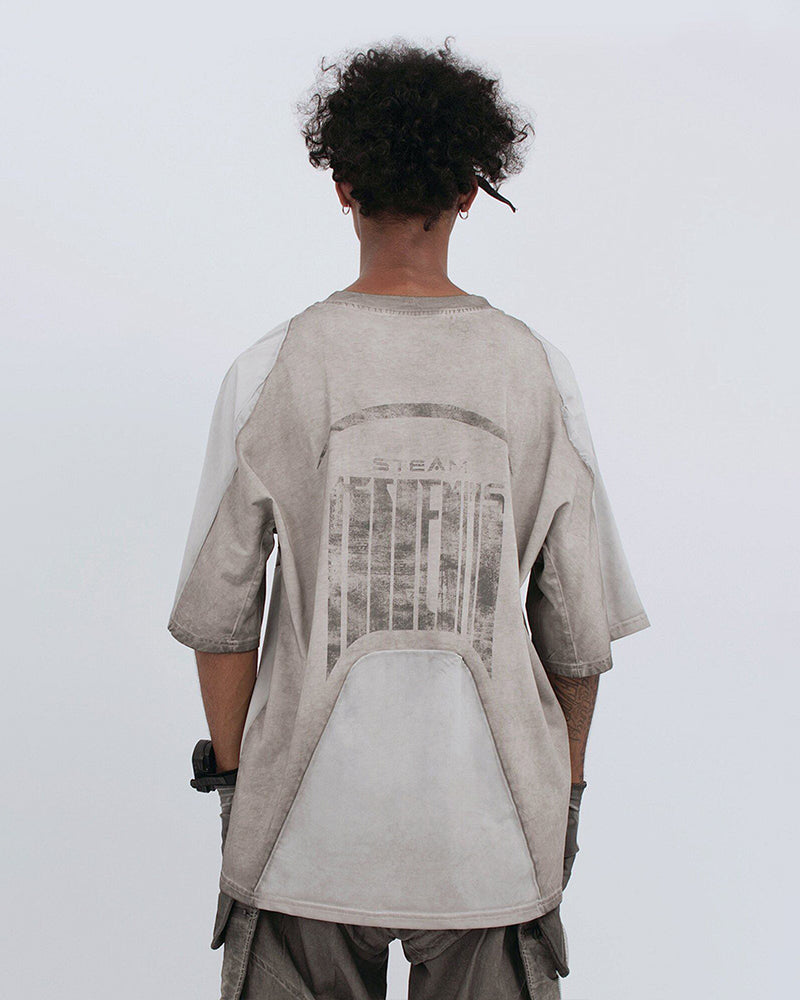 Distressed Dirty-Dye Deconstructed Panel T-Shirt