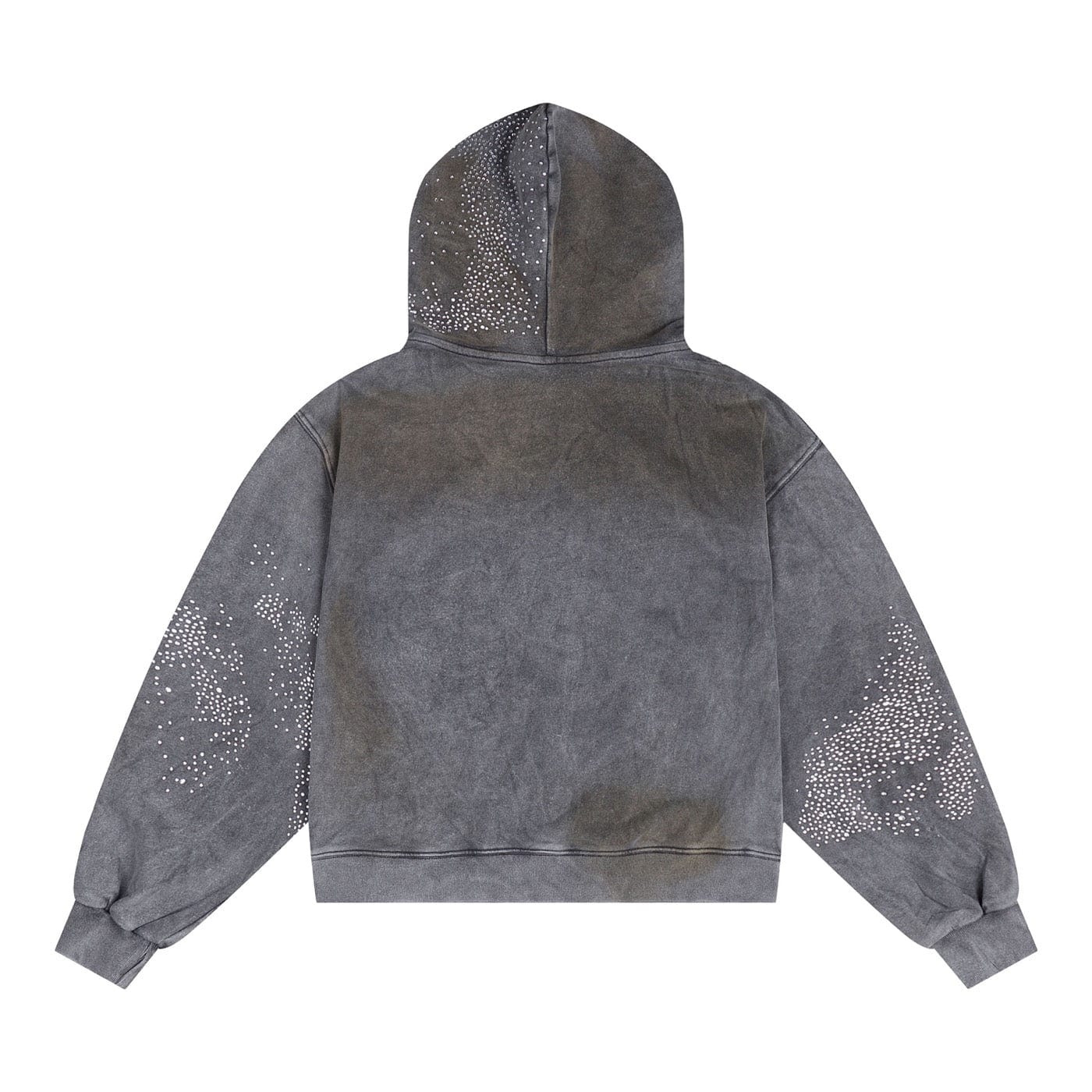 Diamond Distressed Zip-Up Hoodie