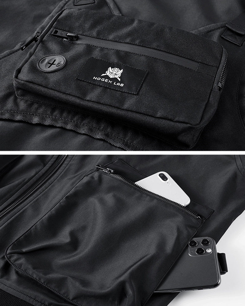 Functional Fake Two Piece Backpack Bomber Jacket