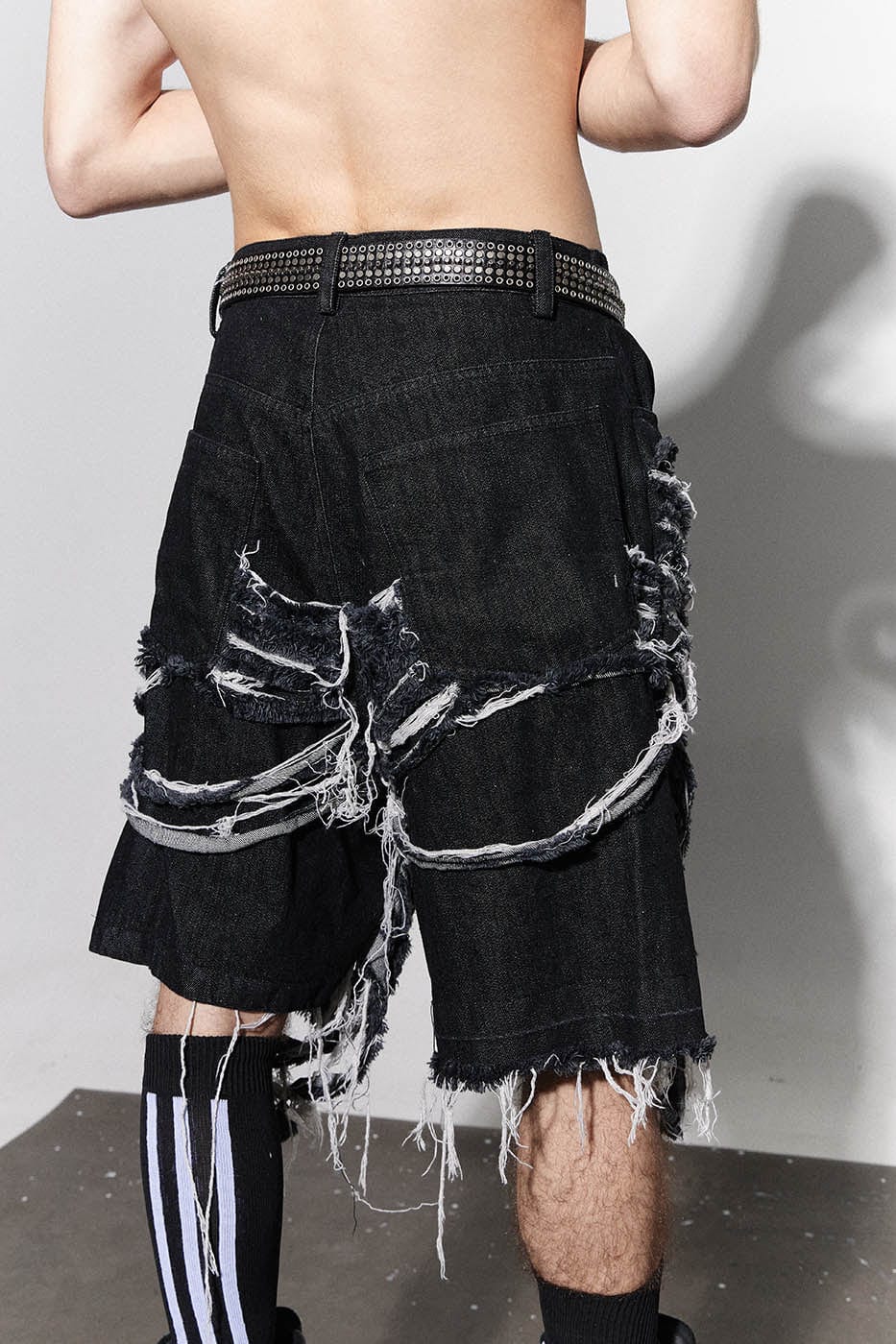 Heavily Distressed Denim Shorts