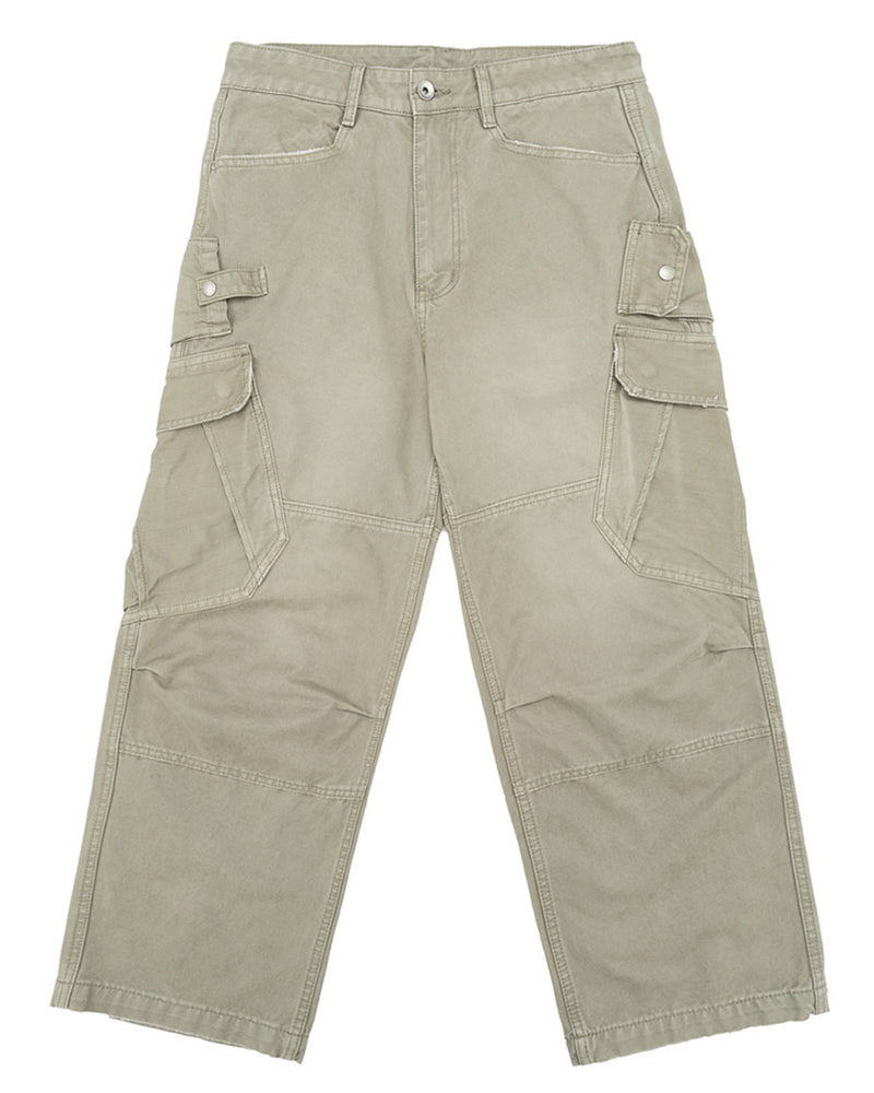 Distressed Panel‑Constructed Multi‑Pocket Cargo Pants