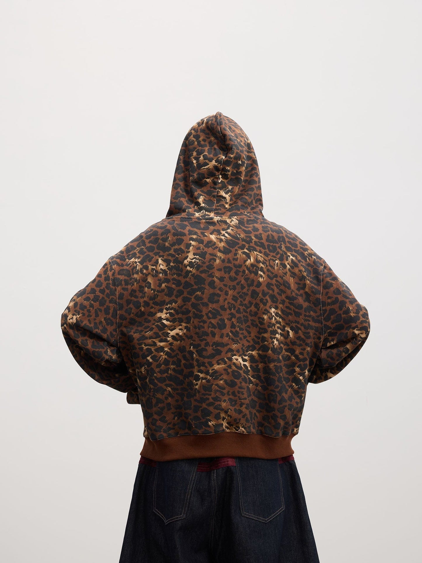Cartoon Rhinestone Leopard Zip-Up Hoodie
