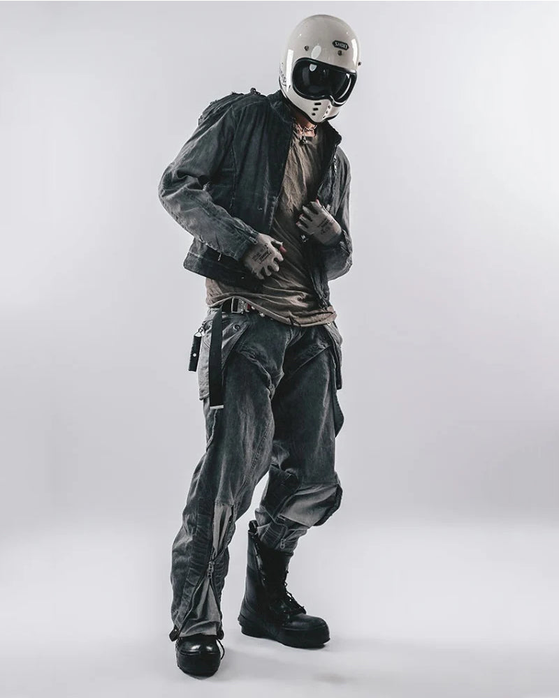 Post-Apocalyptic Wear Multi-Pocket Zipper Cargo Pants