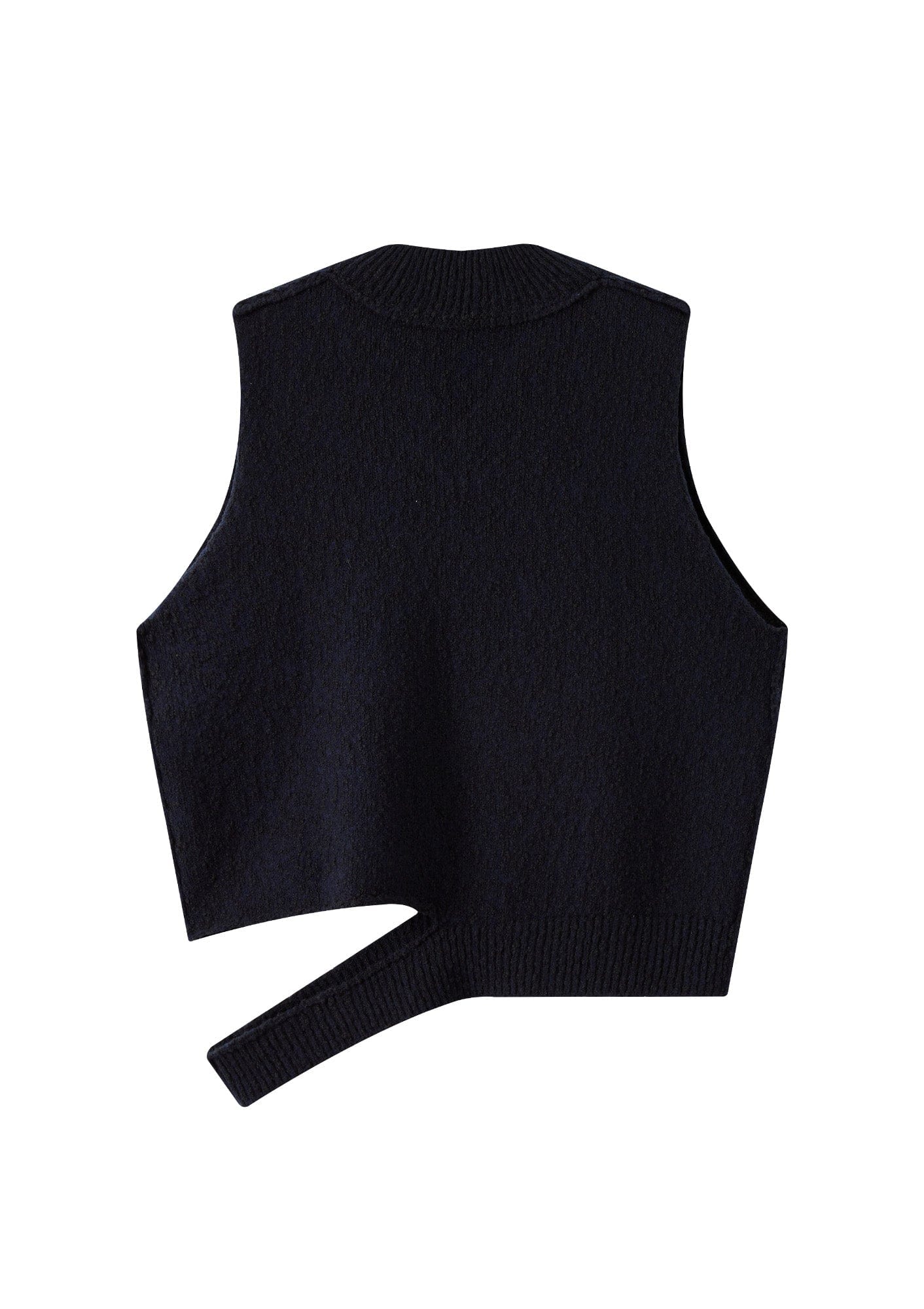 Asymmetrical Distressed Bubble-Knit Vest