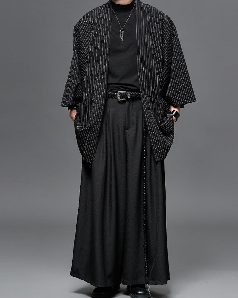 Modern Japanese Pleated Wide Leg Hakama Pants