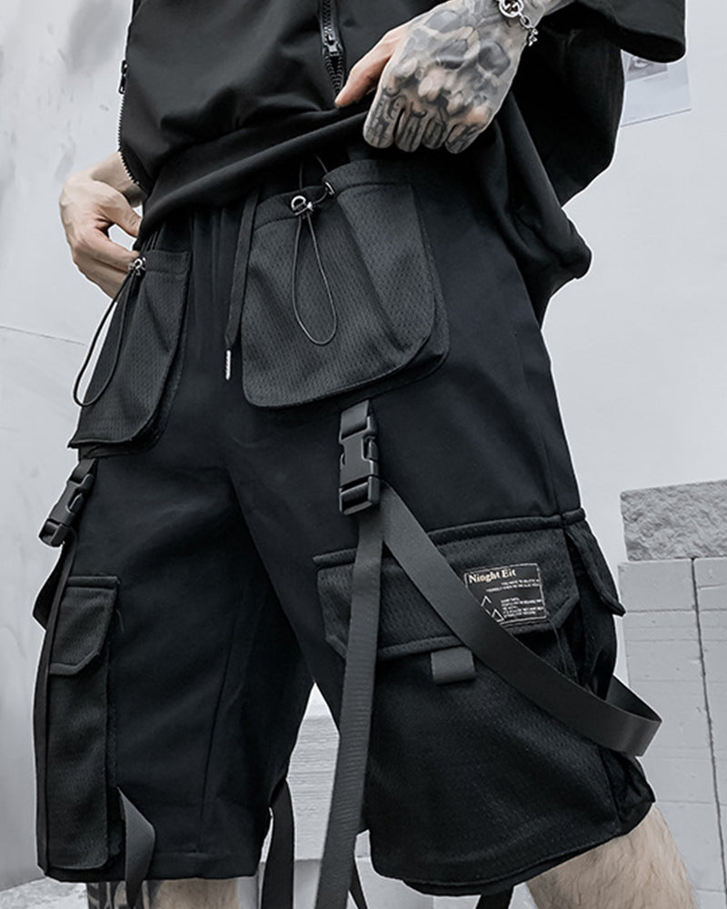 Techwear Cargo Shorts With Straps