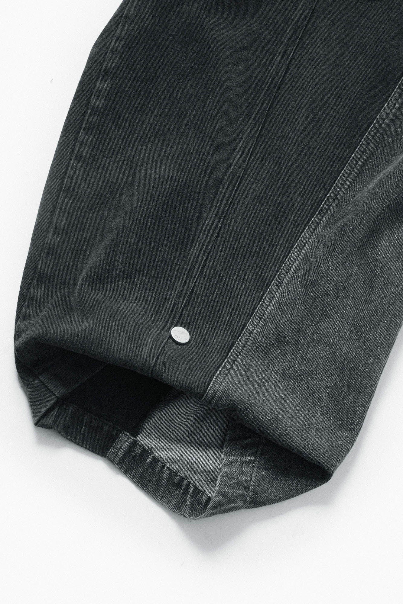 Detachable Plaid Back Flap Spliced Jeans