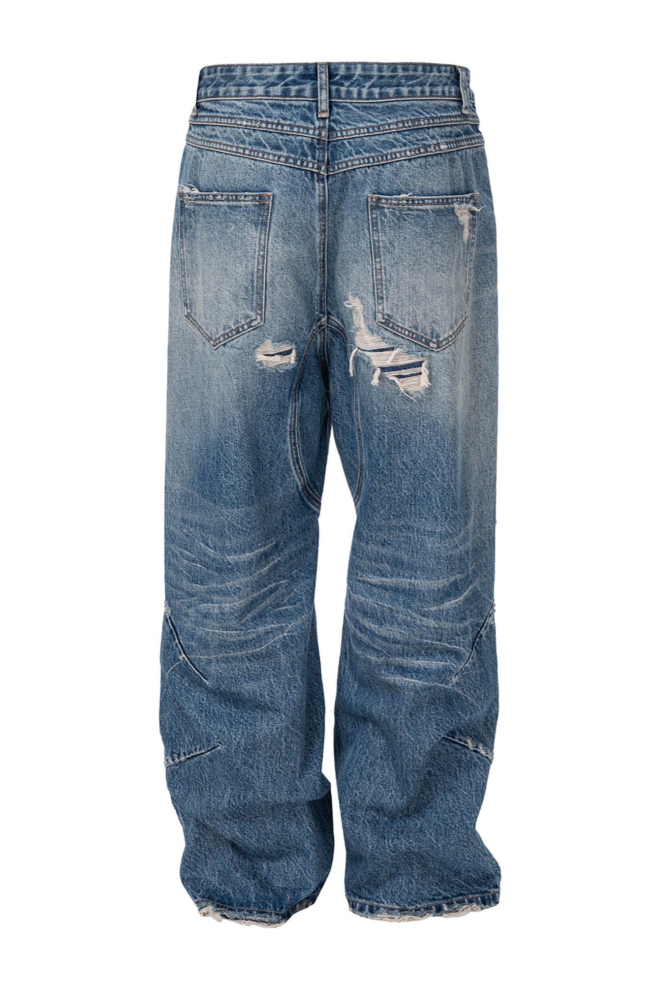 Ripped Curved Spliced Jeans