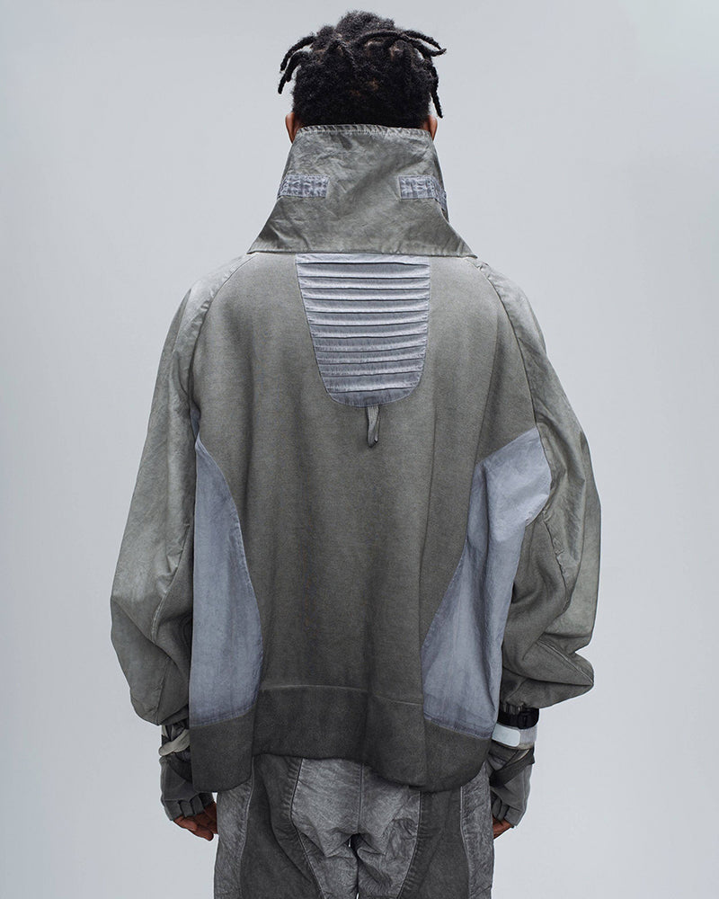 Wasteland Style Washed Patchwork Half-Zip Jacket