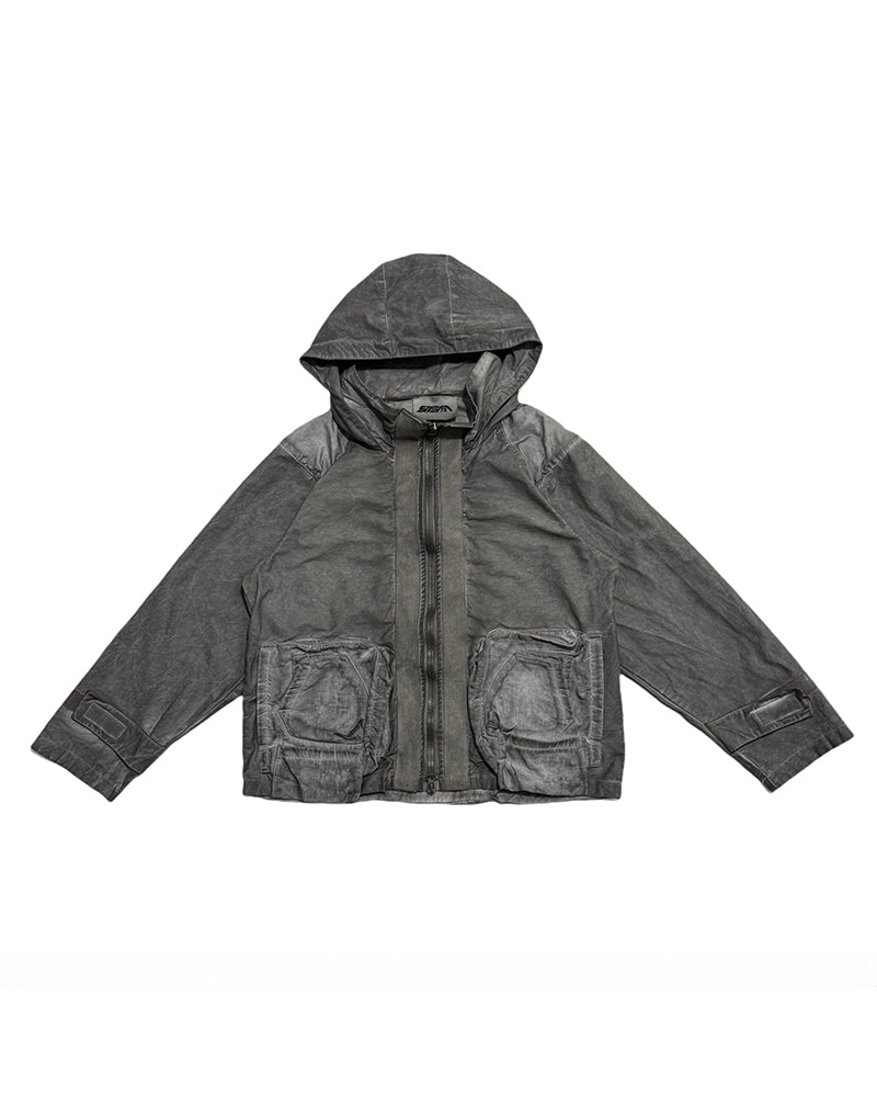 Post-Apocalyptic Distressed Pocket Hooded Jacket