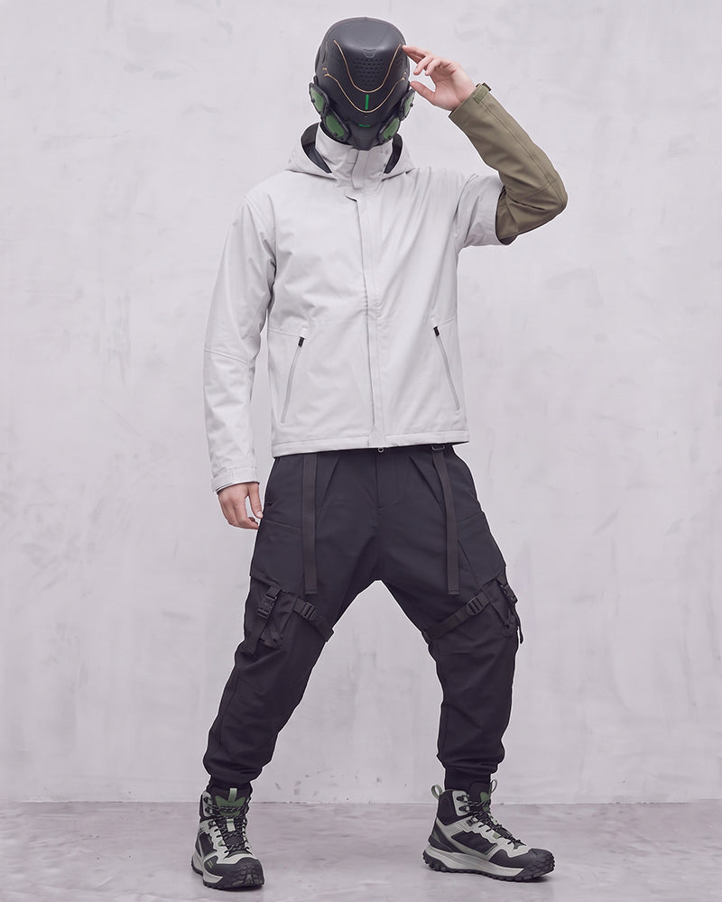 Water-Repellent Stand-Collar Hooded Hard-Shell Jacket