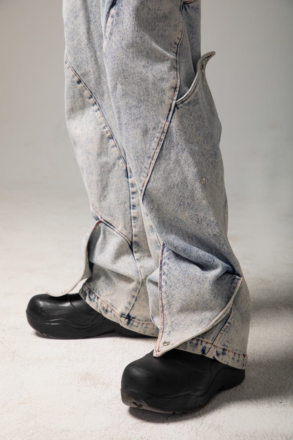 Deconstructed Rose Petals Washed Jeans