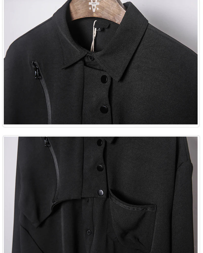Streetwear Black Long-Sleeve Shirt