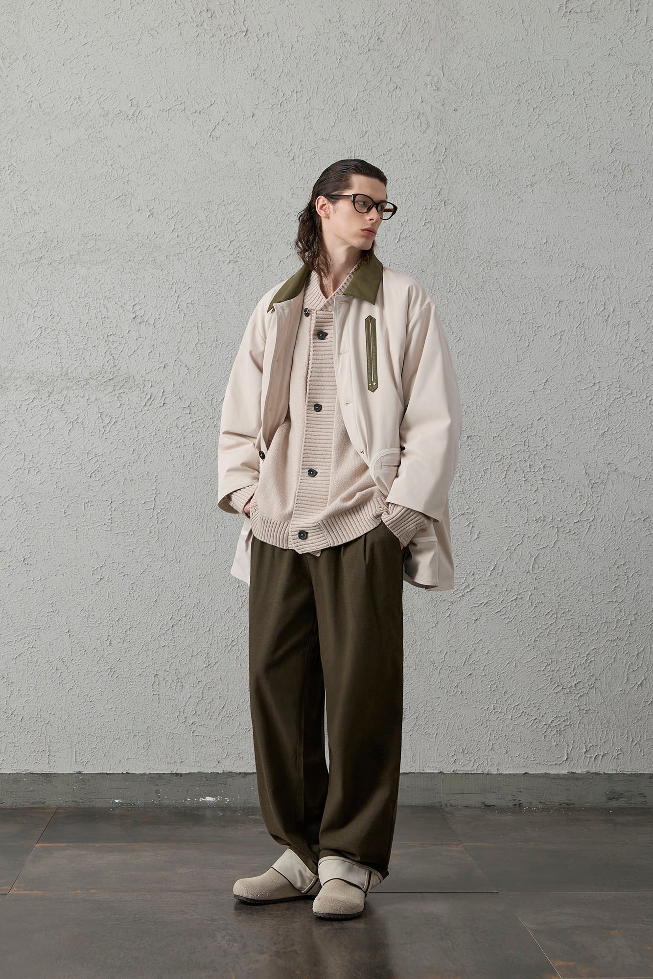 Contrast PU Midi Down Coat