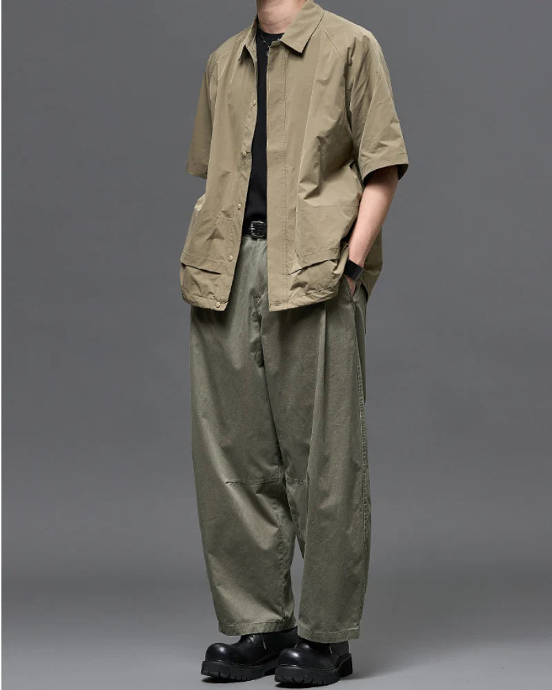 Washed Cotton Japanese Loose Men's Straight Pants