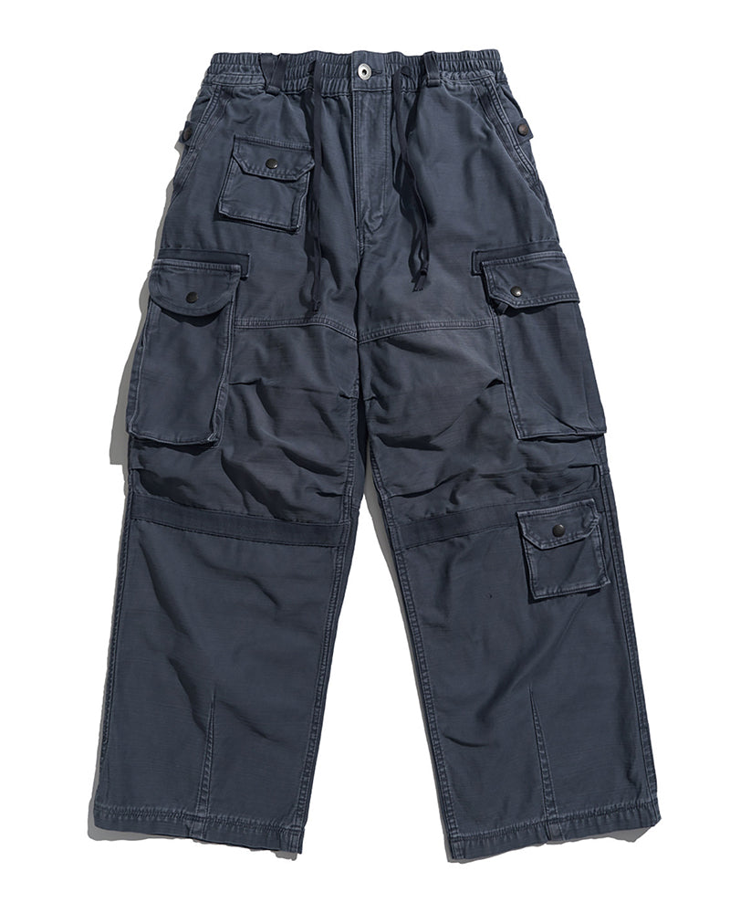 Distressed Vintage Multi‑Pocket Cargo Pants