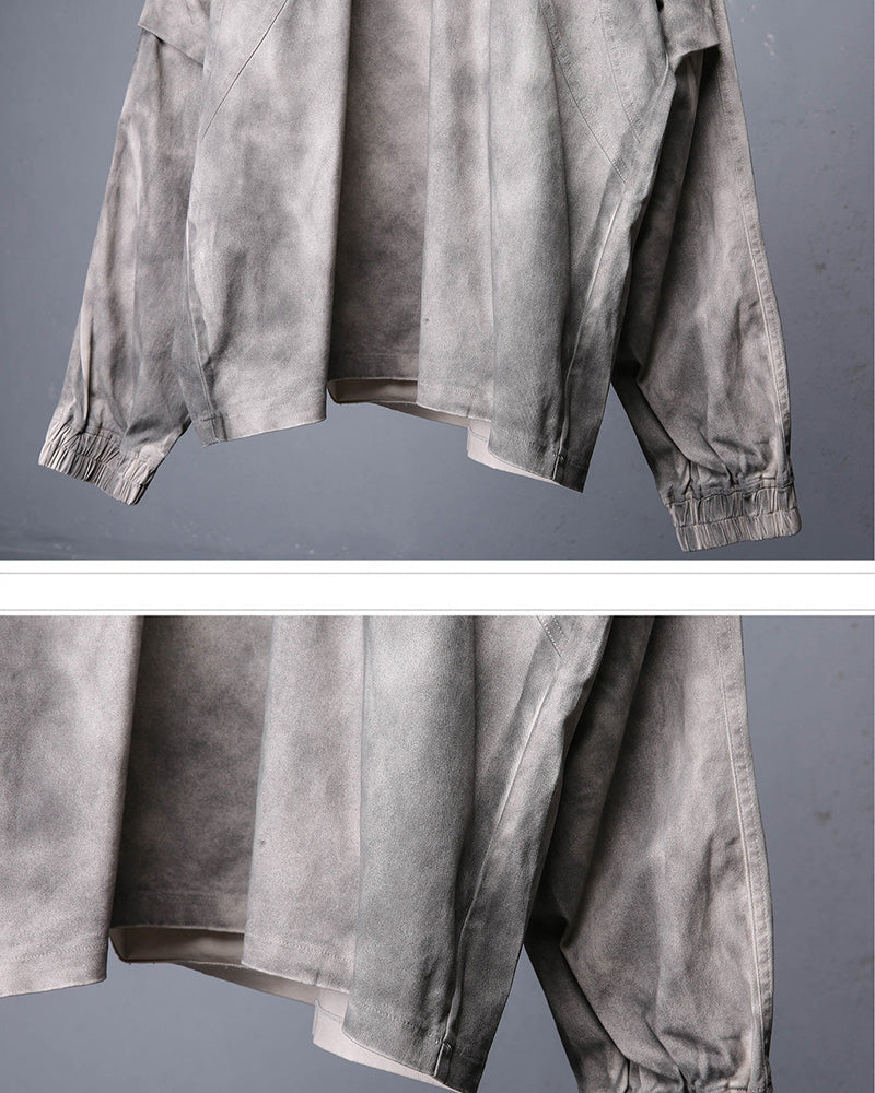 Vintage Washed Distressed Oversized Techwear Hoodie