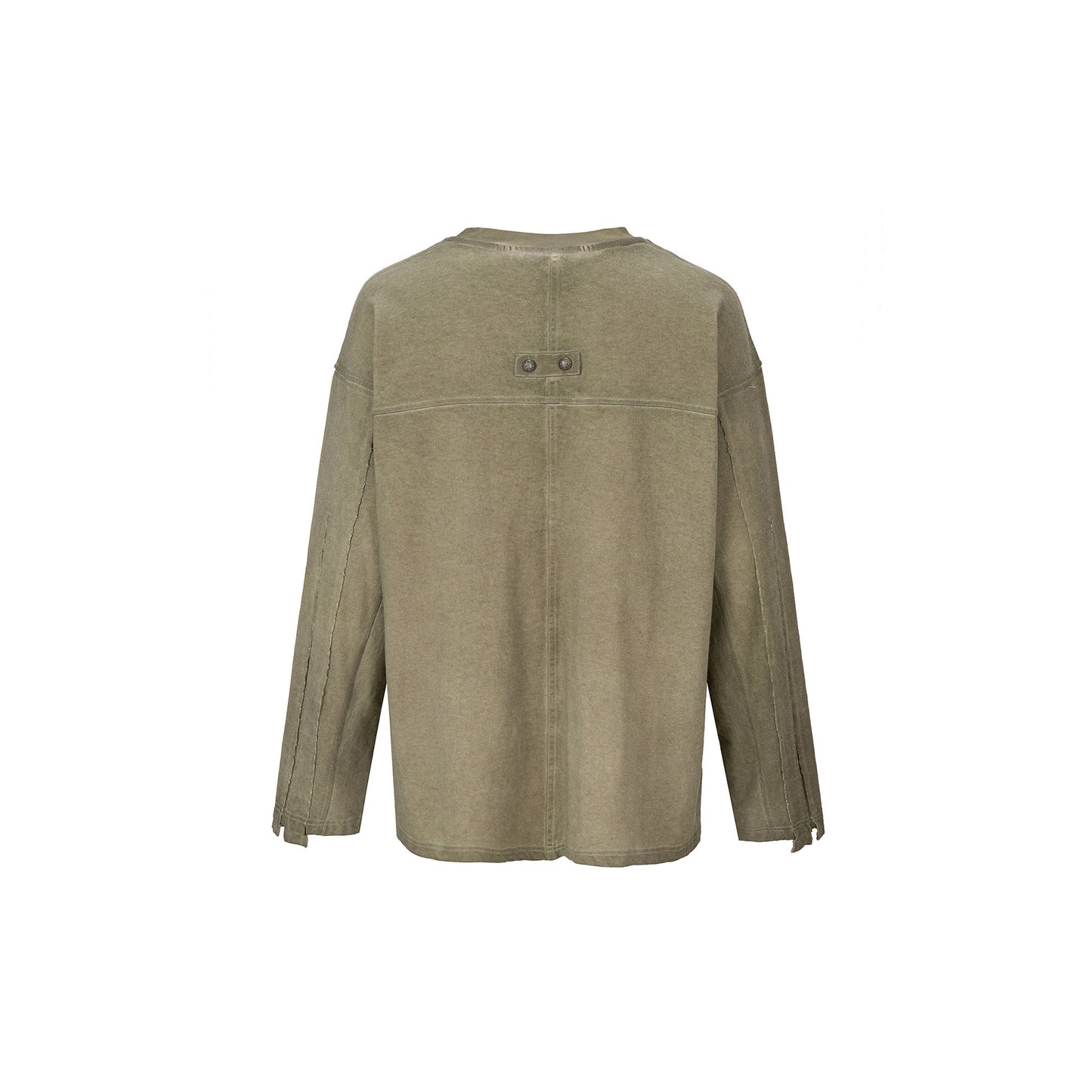 Distressed Panel-Stitched Long-Sleeve Tee