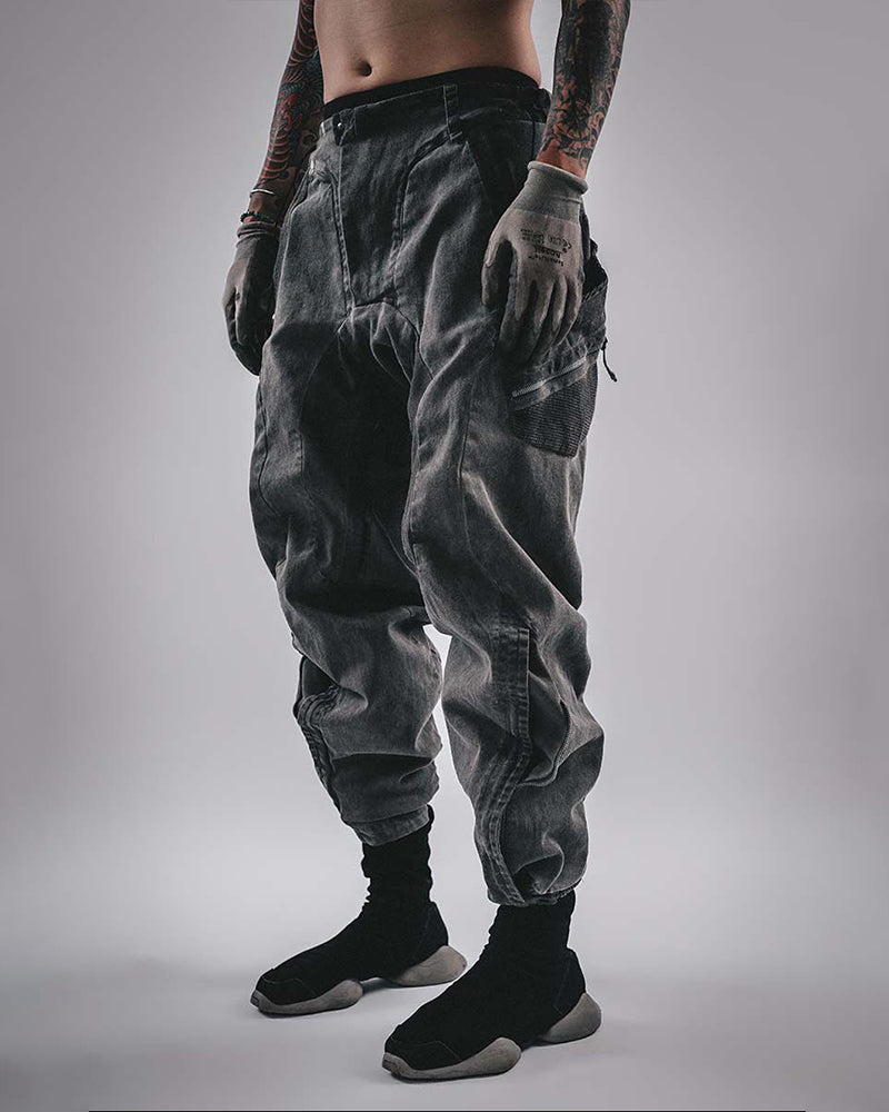 Wasteland Techwear Multi-Pocket Zip-Adjust Parachute Cargo Pants