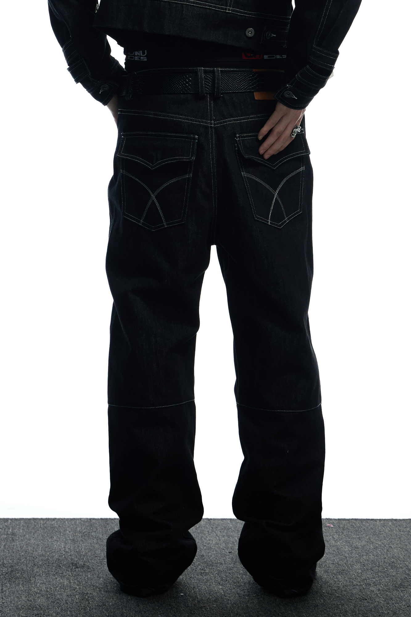 Studded Raw Denim Flare Jeans