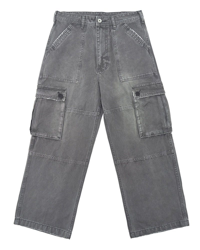 Washed Distressed Vintage Multi-Pocket Cargo Pants