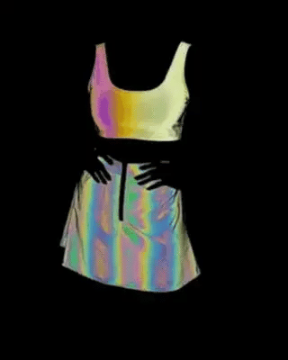 Reflective Rave Clothing Shiny Skirt Tank Two Piece Set