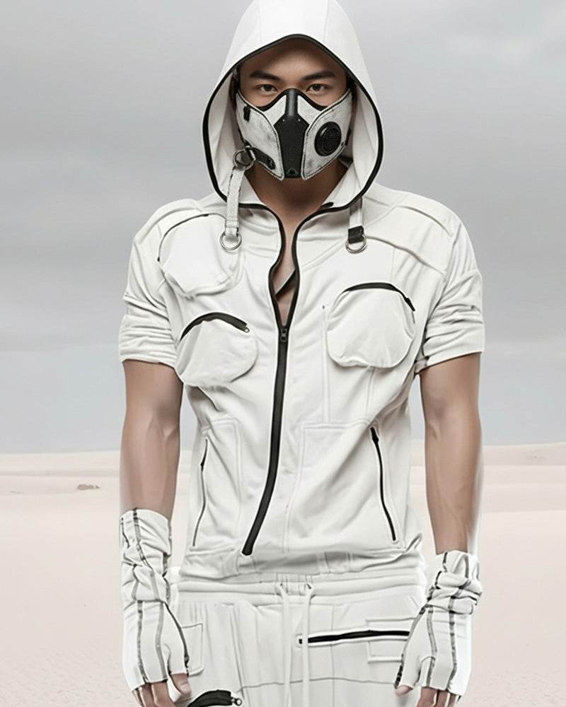 Wasteland Asymmetric 3D-Pocket Hooded T-Shirt