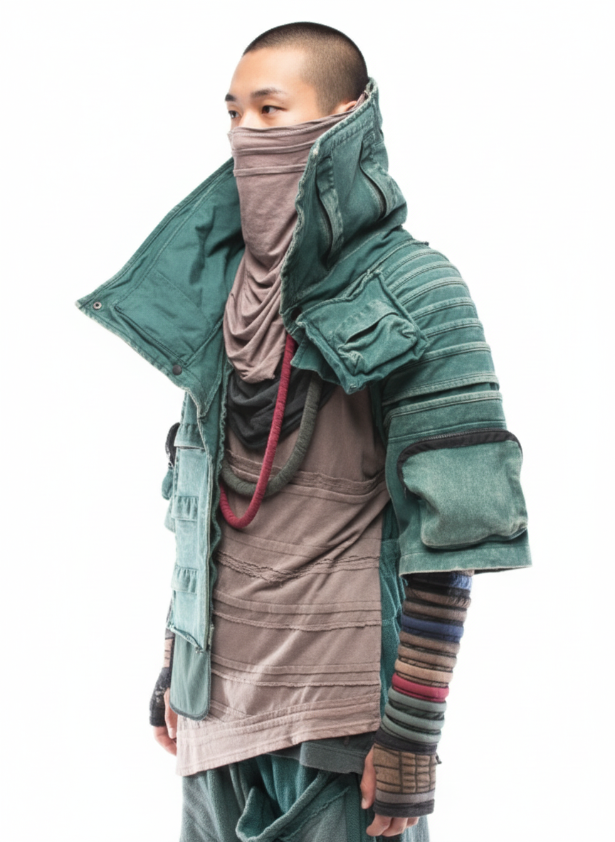 Wasteland Asymmetric Pleated Jacket