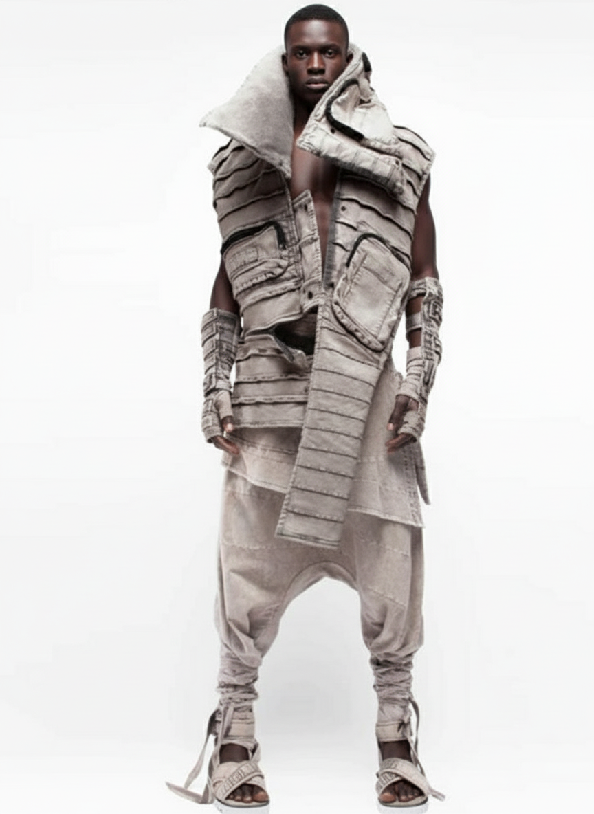 Wasteland Distressed High Neck Utility Vest