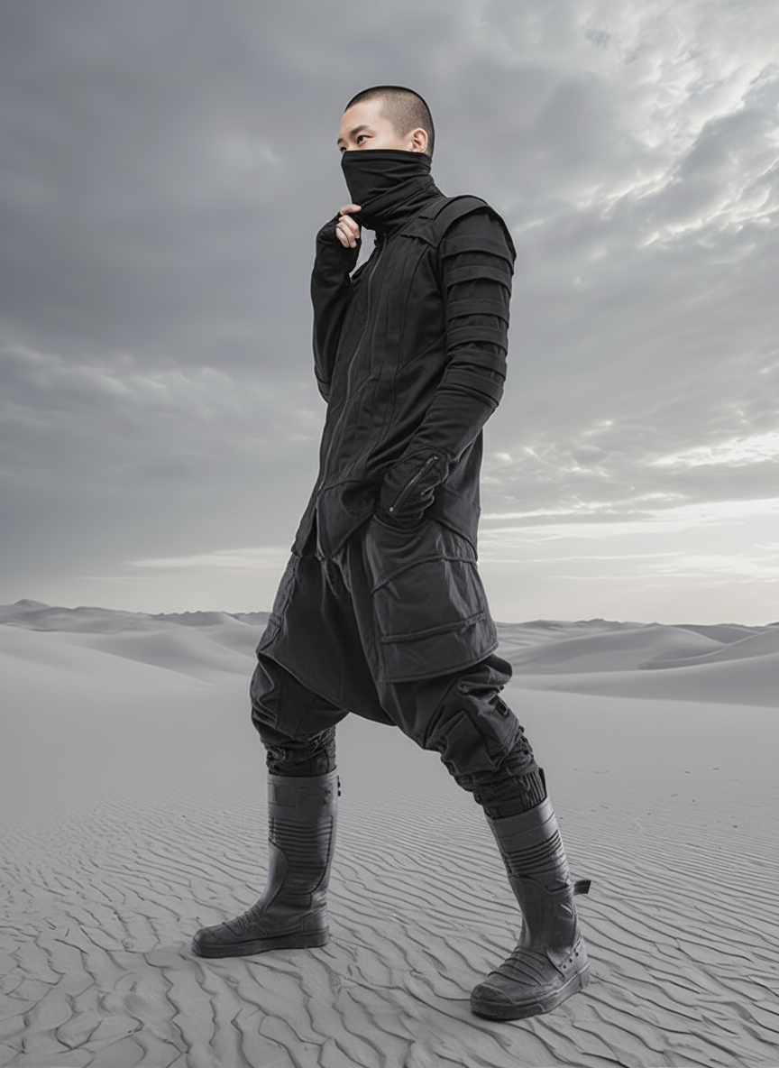 Wasteland Asymmetric Pleated Ninja Top