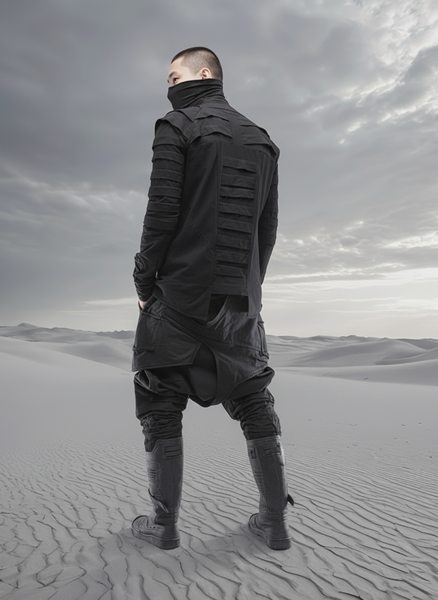Wasteland Asymmetric Pleated Ninja Top